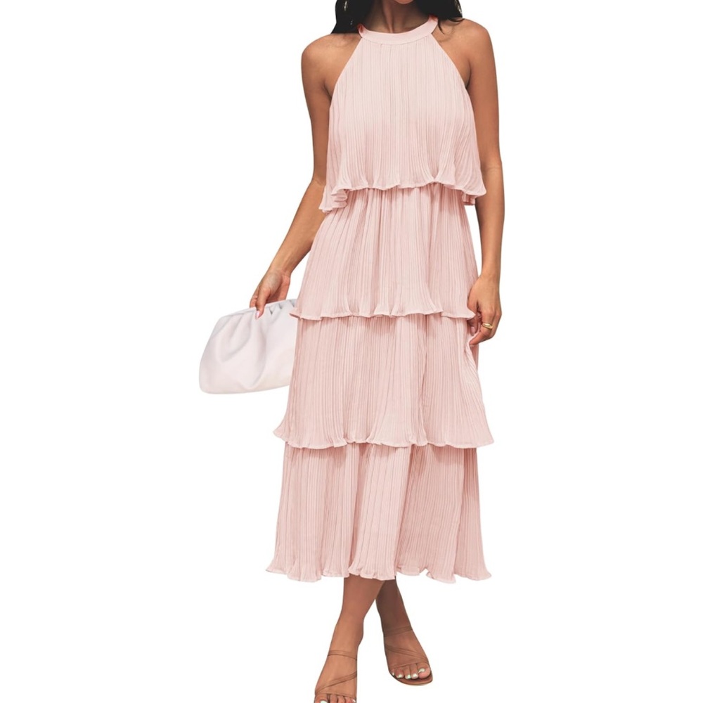 Pink Ruffle Halter dress - Picture 2 of 5